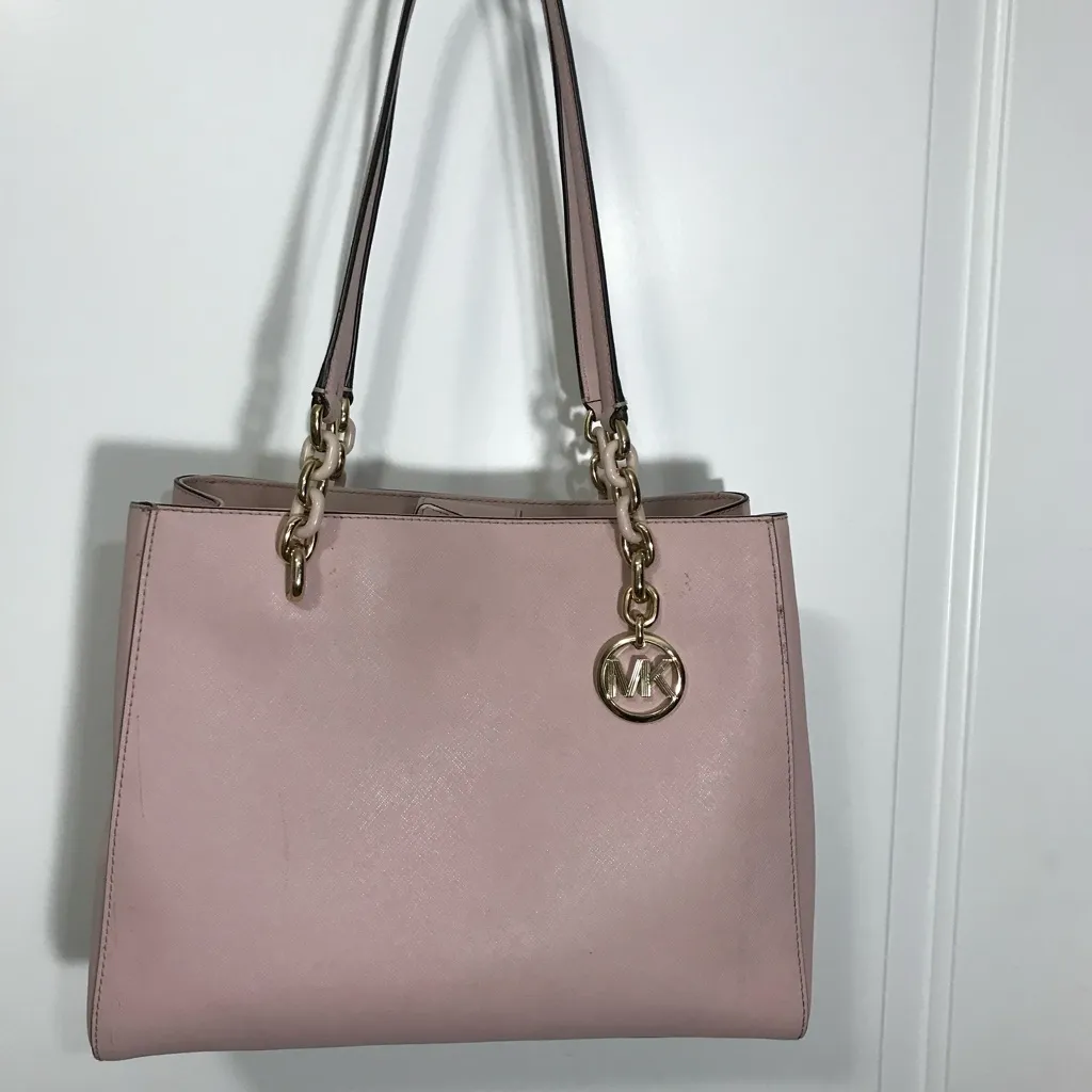 Michael Kors Sofia Ballet Pink Large Tote Shoulder Bag with Gold Accents EUC - Image 7