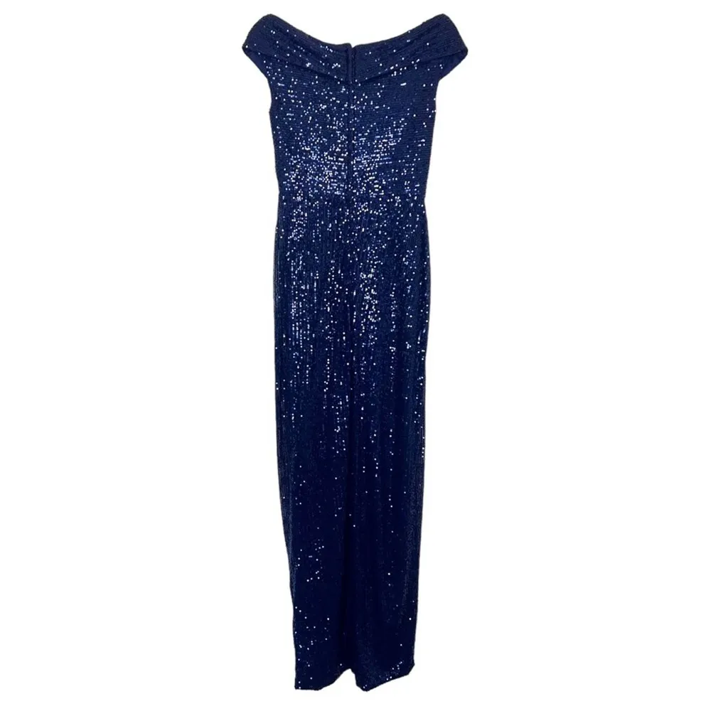 La Femme Sequin Cap Sleeve Column Gown Size 4 - Image 100