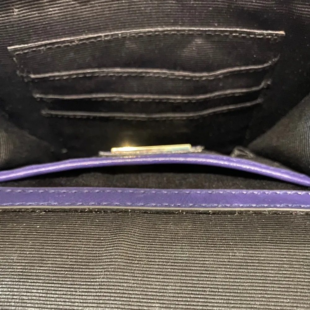 BCBGMaxAzria ❤︎ Jewel Tone Leather + Chain Crossbody Mini Handbag ❤︎ Cobalt Blue - Image 13