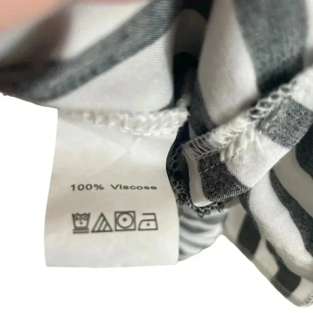 Black White Vertical Stripe Midi Dress Ruffle Hem Beetlejuice Beetle Juice Size L - Image 5