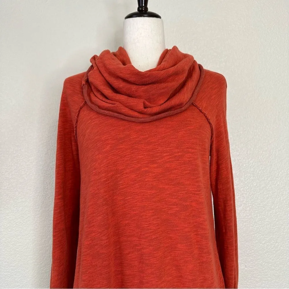 Free People FP Beach Heathered Burnt Orange Cocoon Cowl Pullover Top - Image 4