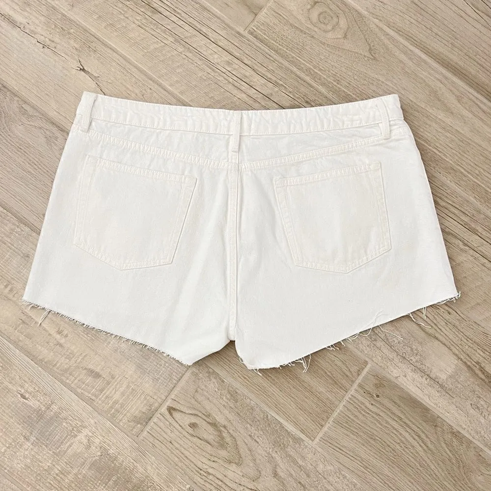 NEW Frame Le Grand Garcon Raw Hem Denim Short White Sz 34 - Image 4