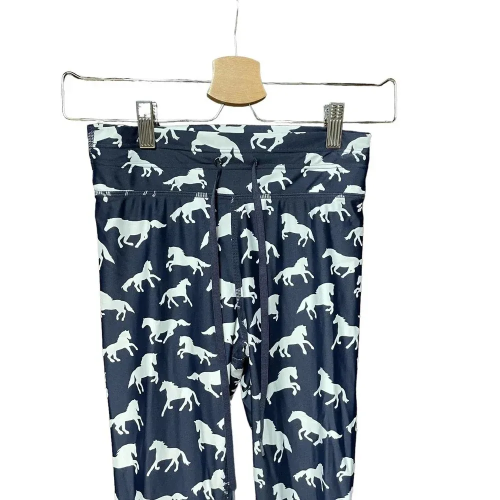 The Upside High Rise Horse Print Equestrian Navy Blue Leggings‎ Size US 6 - Image 4