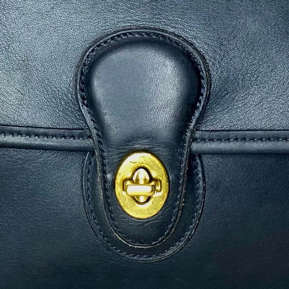 Vintage COACH WILLIS Navy Glove Tanned Top Handle Crossbody Satchel 9927 USA COA - Image 7