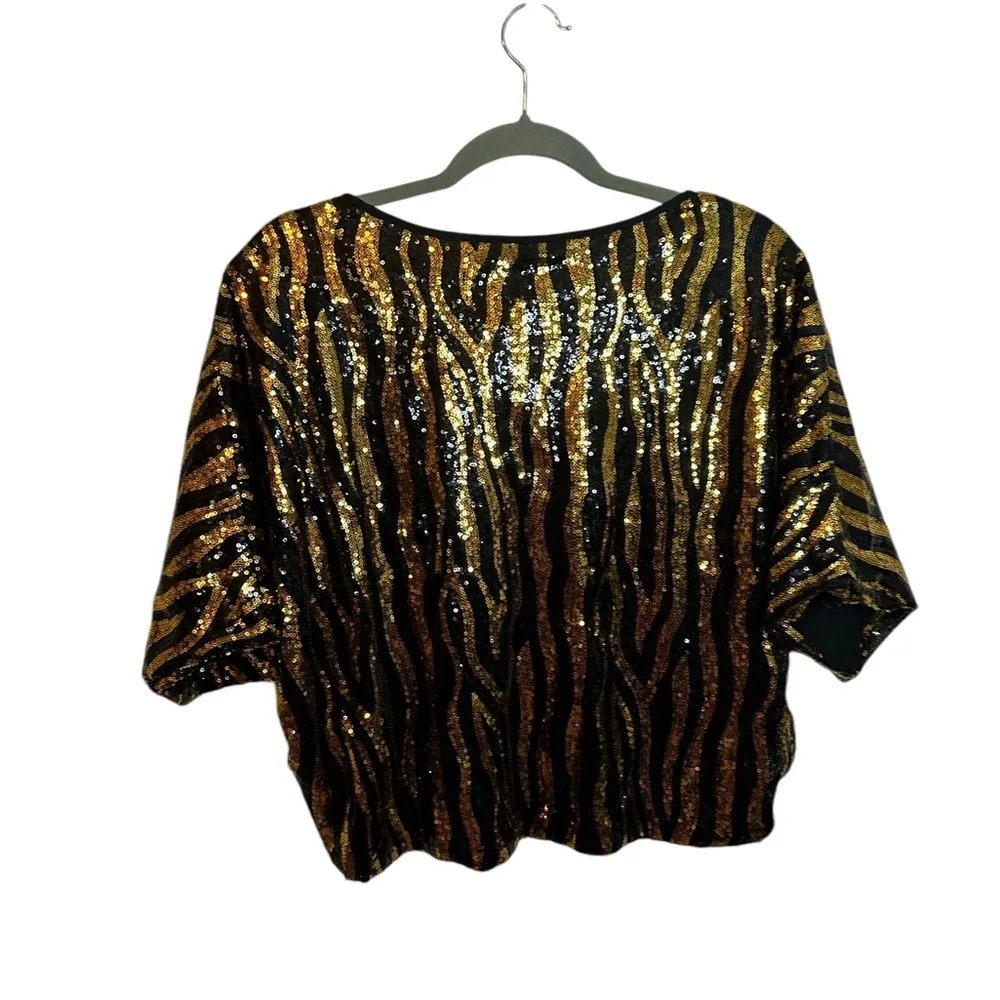 Sans Souci Animal Print Sequin Dolman Blouse - Image 2