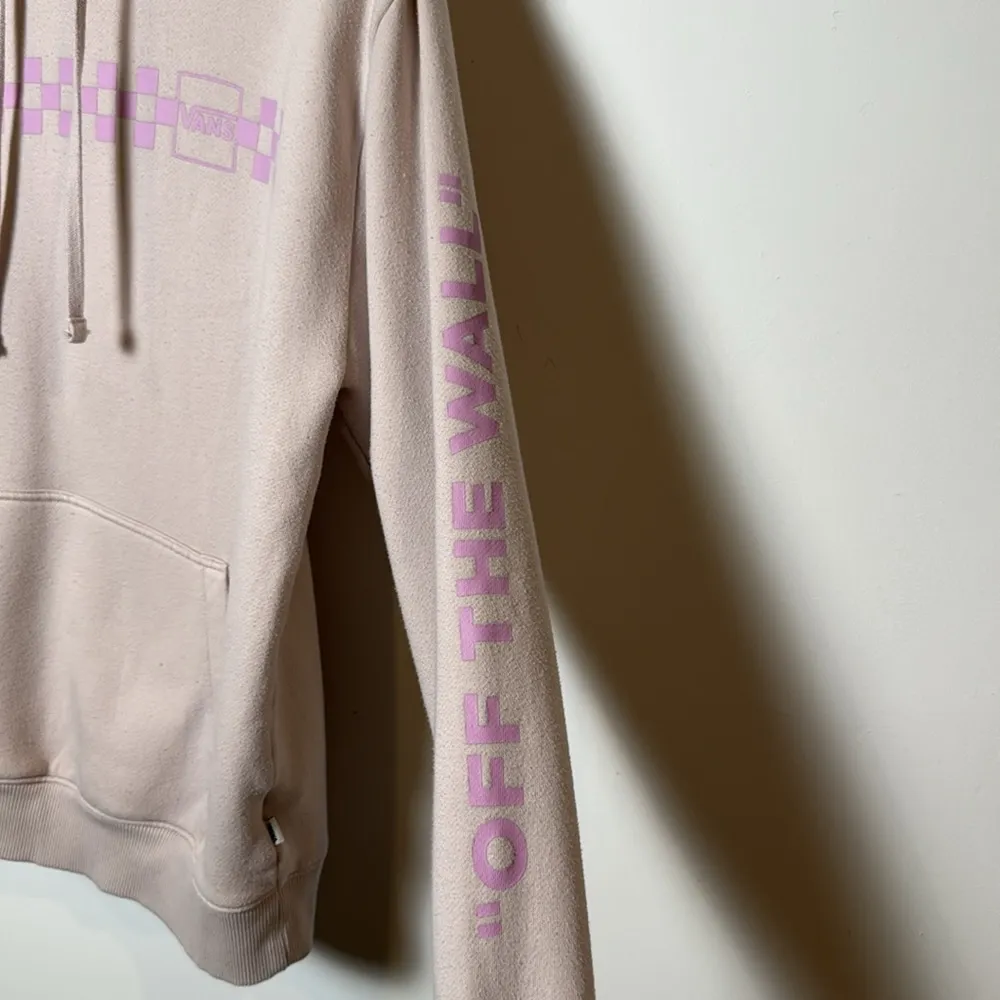 Vans Womens Pale Pink Graphic Print Front and Sleeve Hoodie size L - Image 3