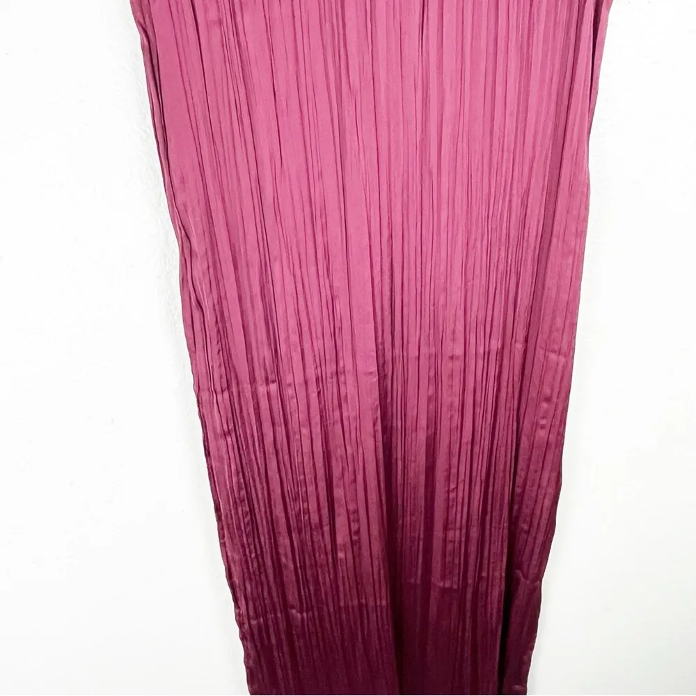 MADEWELL Mulberry Wine Short Sleeves Pleated Side Split Midi Dress, Size XS - Image 10