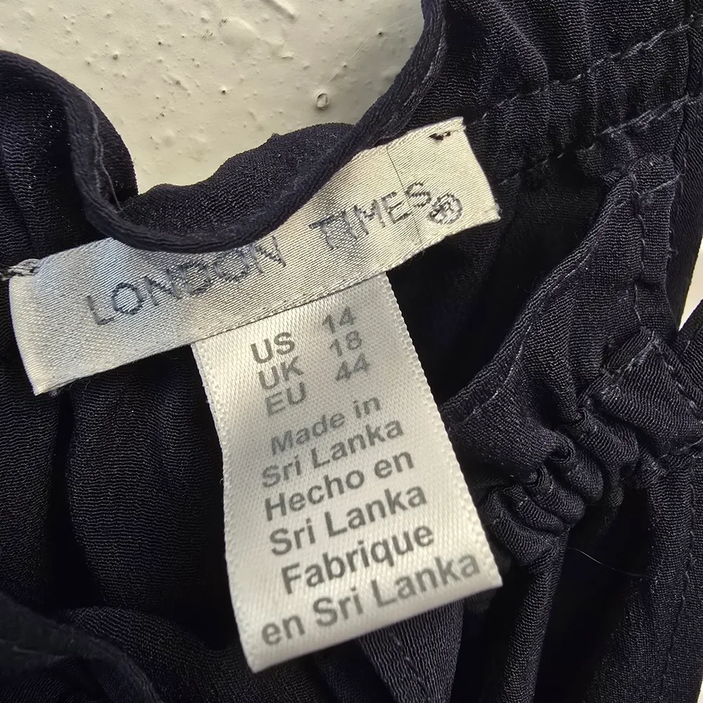 {14} NWT London Times Deep Navy Cropped Pant Romper Wide Leg - Image 13