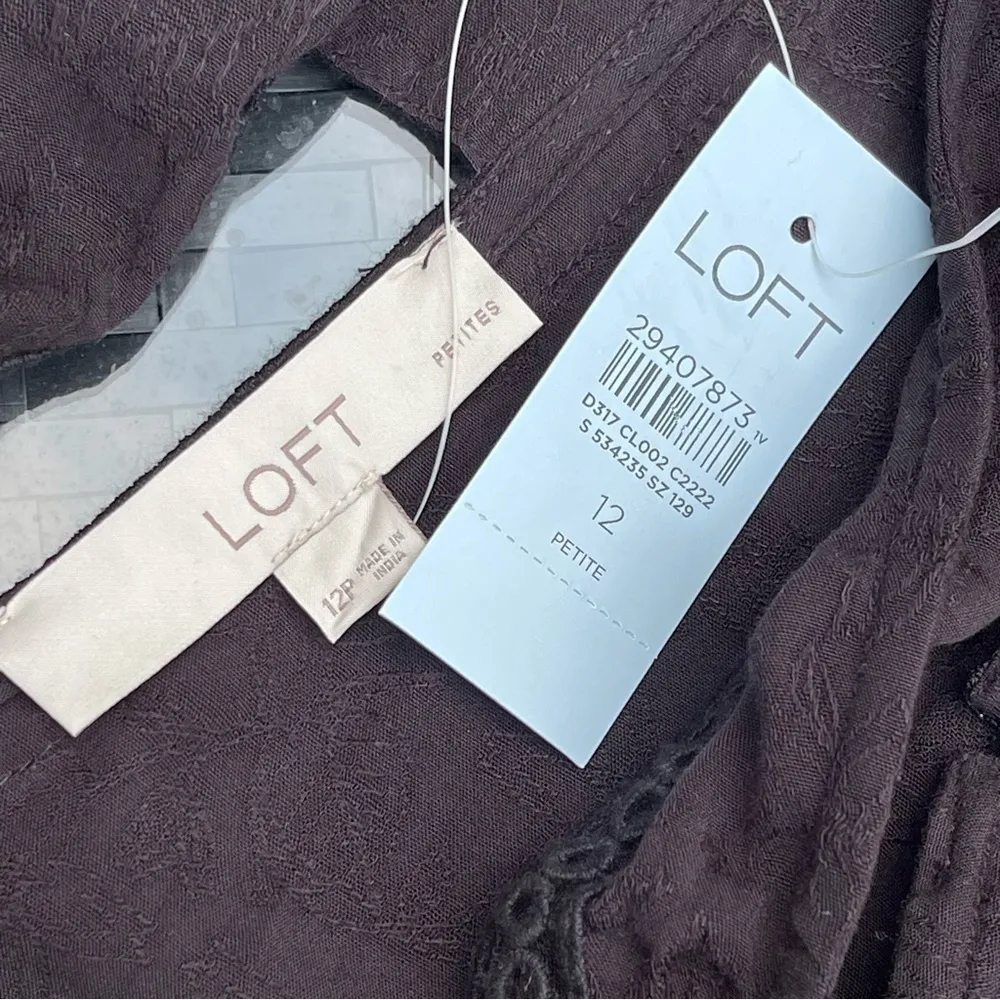 LOFT maxi tiered tank dress black crochet details Sz 12P - Image 10