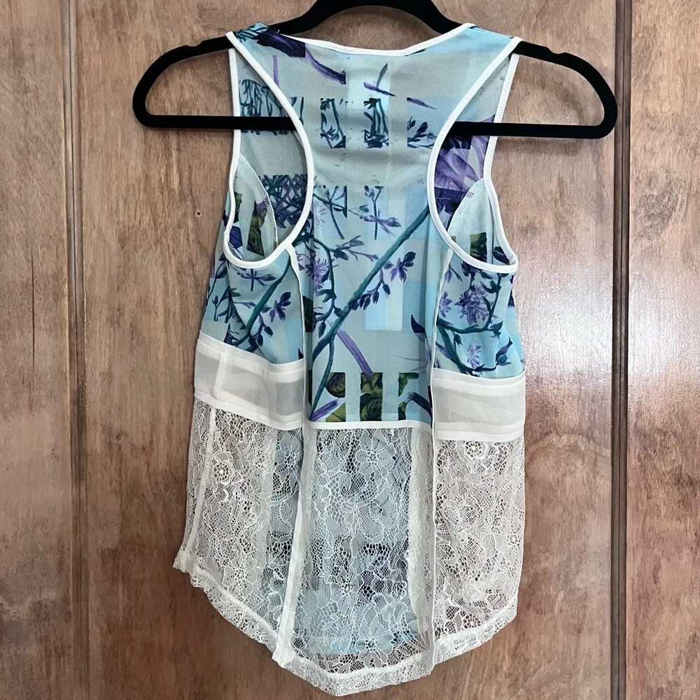 BCBGeneration  Lace Patch Tank in Aquashell Multi XXS - Image 3