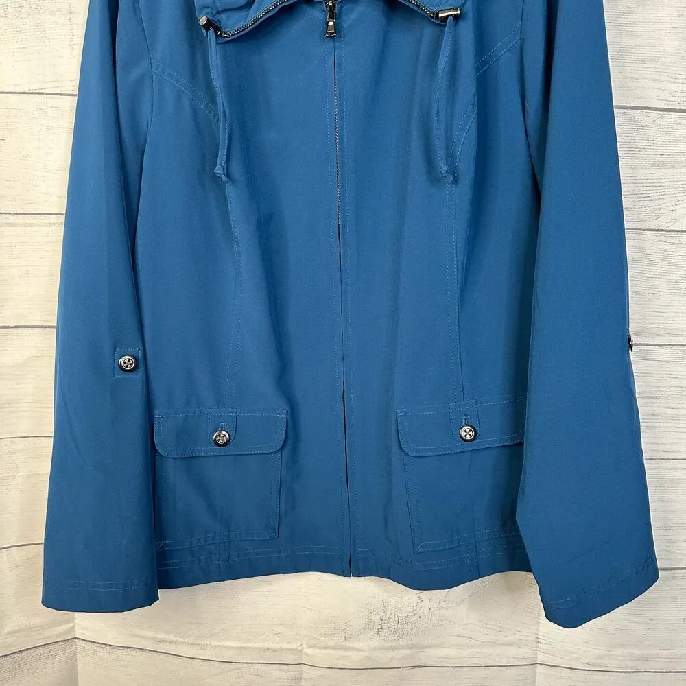 Chicos Weekends Womens size 2 US 12 Large Lightweight Zip Up Jacket Blue Stretch - Image 4