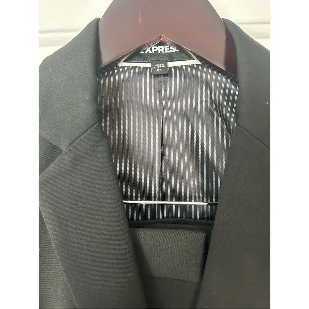 Express pant suit black work attire professional size blazer size 00 pants sz 0R - Image 2