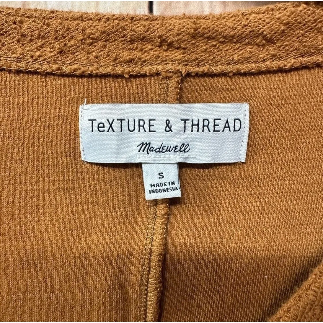 TEXTURE AND THREAD Madewell Brown Textured Wrap Tie Sweater Top Size S - Image 3