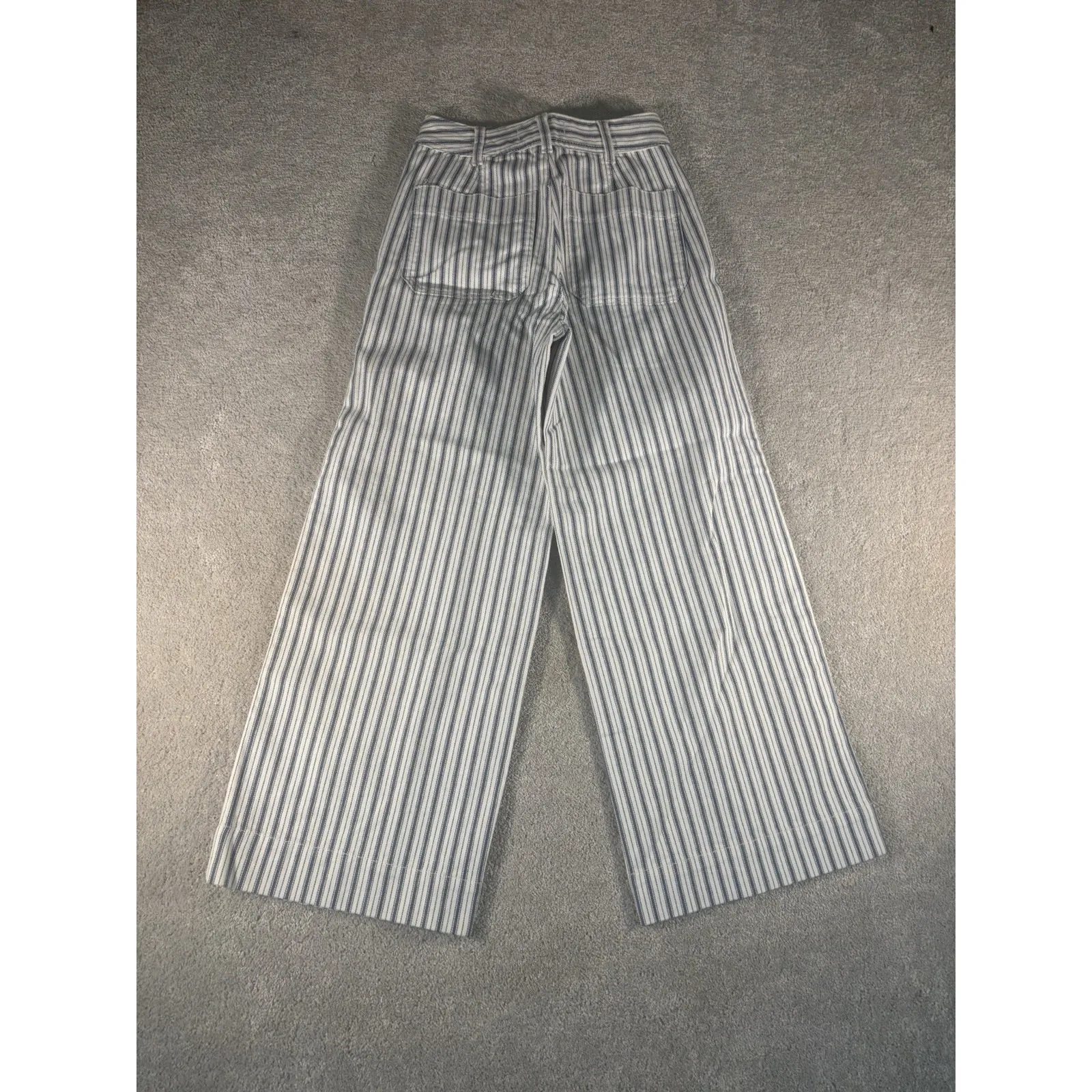 Madewell Emmett‎ Wide-Leg Crop Pants in Herringbone Railroad Stripe Size 23 NEW - Image 10