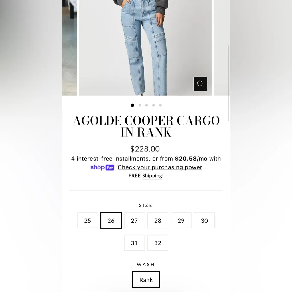 NWT AGOLDE COOPER CARGO IN COLOR RANK - Image 5