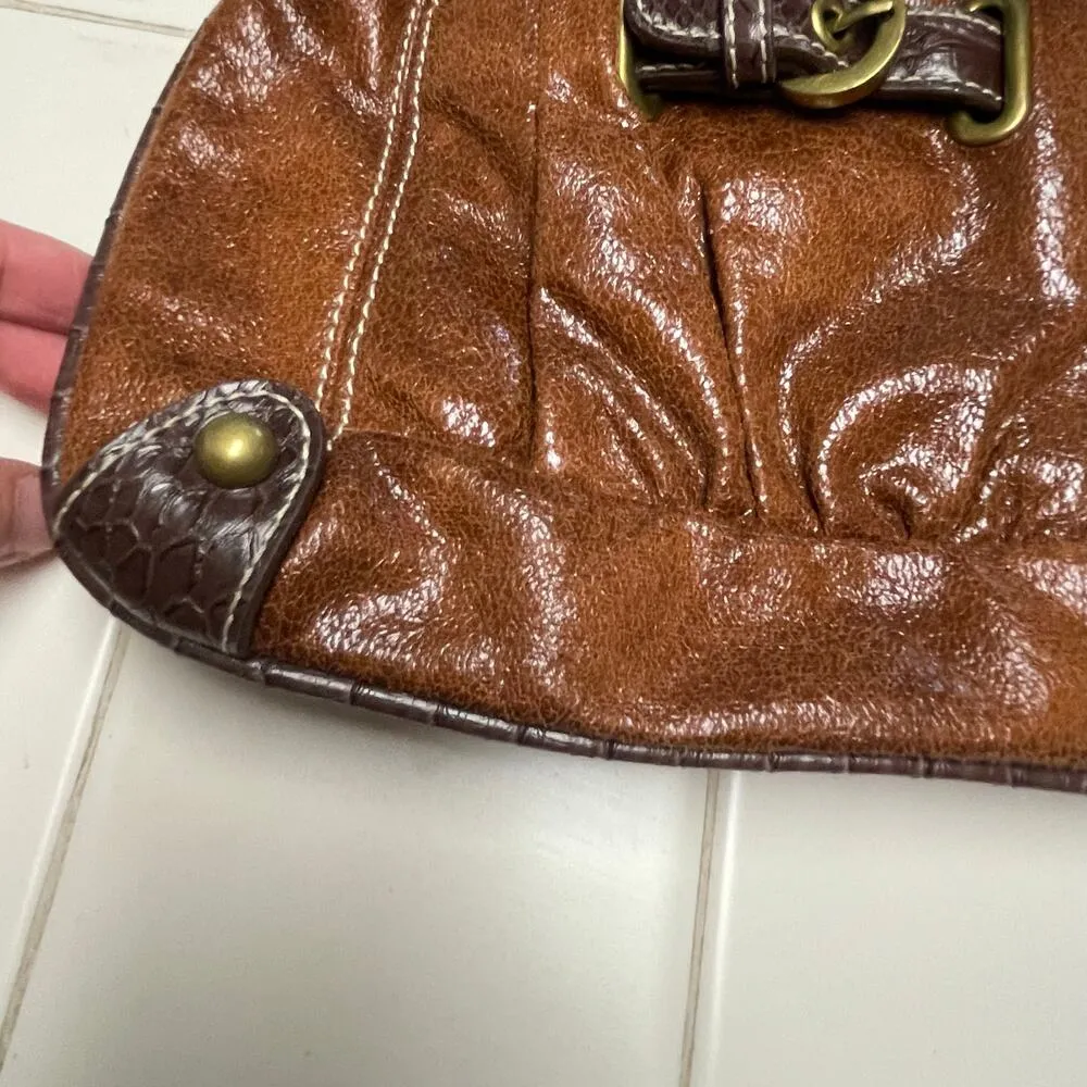 Kathy Van Zeeland Y2K Crossbody Purse Fleur De Lis Buckles - Image 3