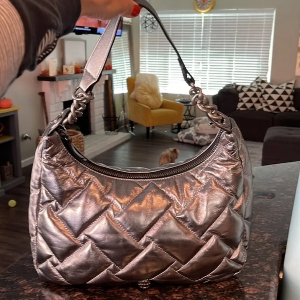 Kurt Geiger Kensington gunmetal quilted hobo bag - Image 3