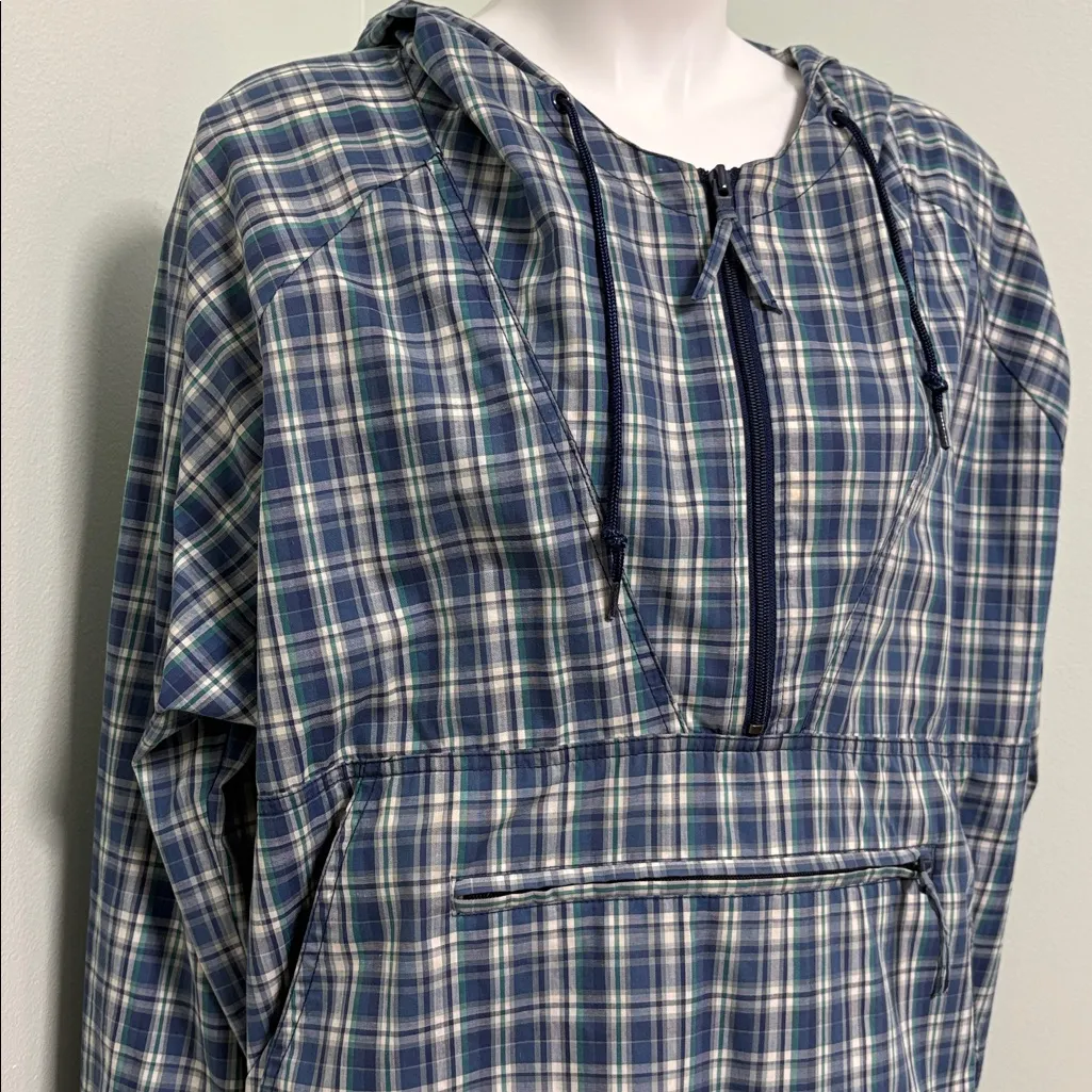 Vintage 90's Limited Plaid Hooded Quarter Zip Jacket Unisex Size M/L Cotton - Image 2