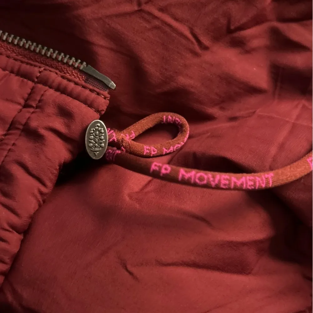 Free People Midnight Moon Solid Bomber Jacket NWOT Red Size XS - Image 9