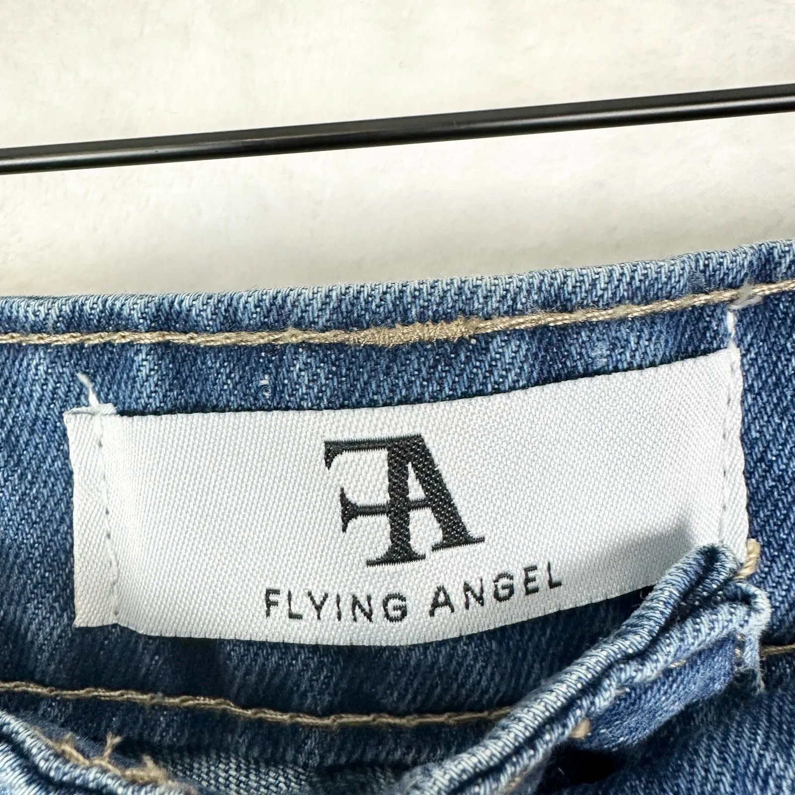 Flying Angel Slit Denim Maxi Skirt Size 27 Y2K Western Boho Stretch Medium Wash Blue - Image 5