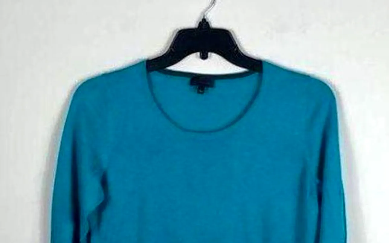 Sz L Gorgeous Teal Sweater Viscose Nylon Wool Blend Machine Washable - Image 3