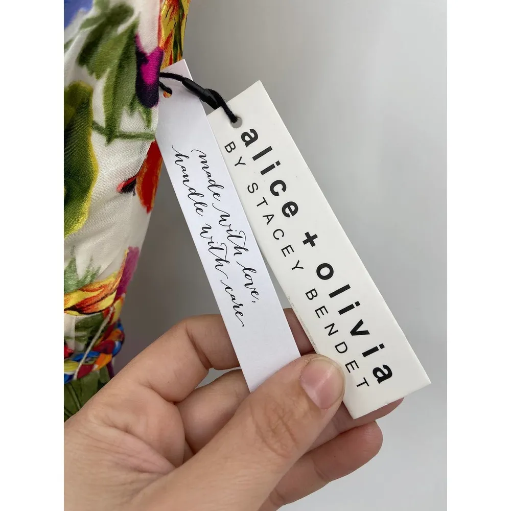 Alice + Olivia Samantha Silk Blend Floral Print Surplice Maxi Dress Size 2 NWT - Image 5