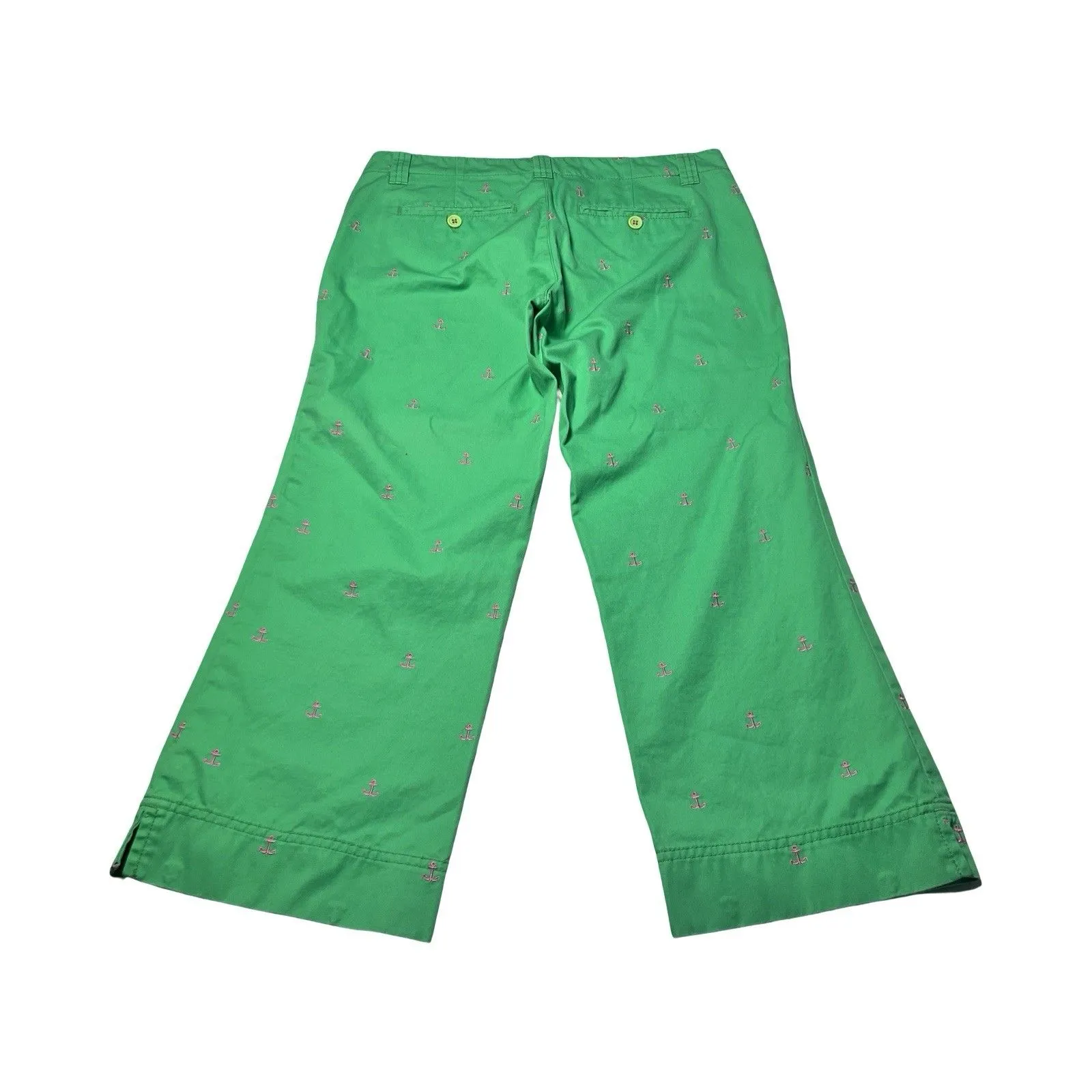 Lilly Pulitzer Palm Beach Fit Size 4‎ Green Capri Pants Pink Anchors Embroidered - Image 5