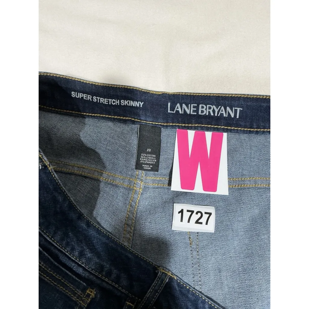 Womans Lane Bryant Super Stretch Skinny Denim Blue Jeans Size 22 - Image 3
