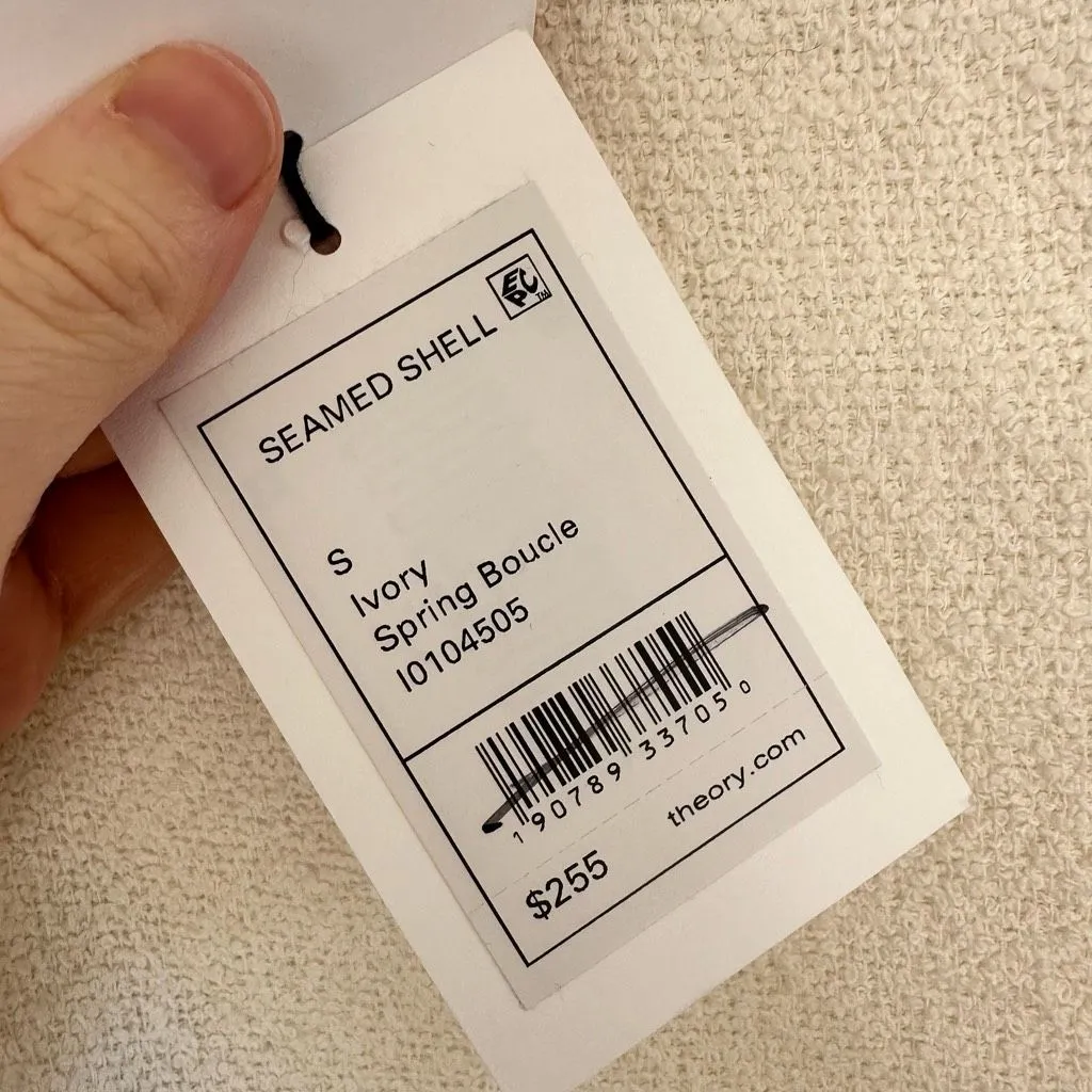 Theory Women’s Ivory Seamed Shell Tank Top New NWT - Image 3