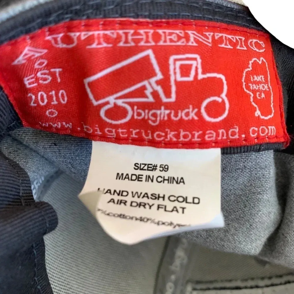 BIGTRUCK Gray Baseball Cap Downieville California Adjustable Snapback Flat Bill - Image 5