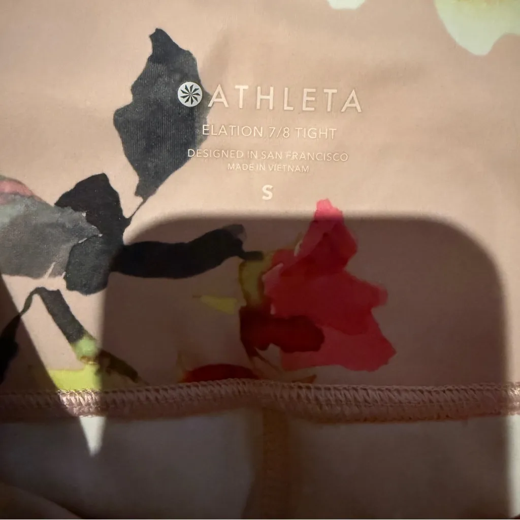 Athleta Elation 7/8 Tight Painted‎ Flower Orchid Pink Print Mid Rise Leggings S - Image 9