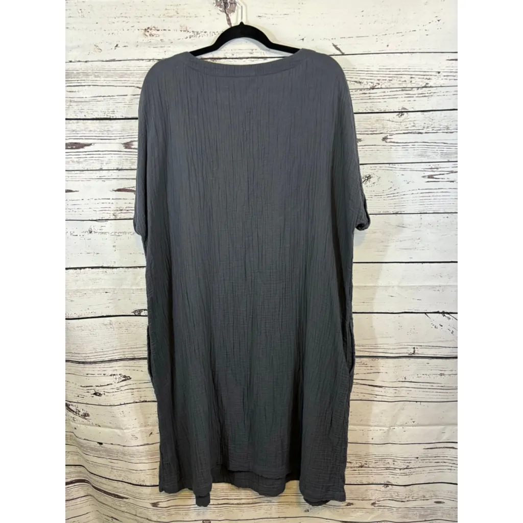 Women's Pure Jill Charcoal Crinkle Knit Dress L - Image 4