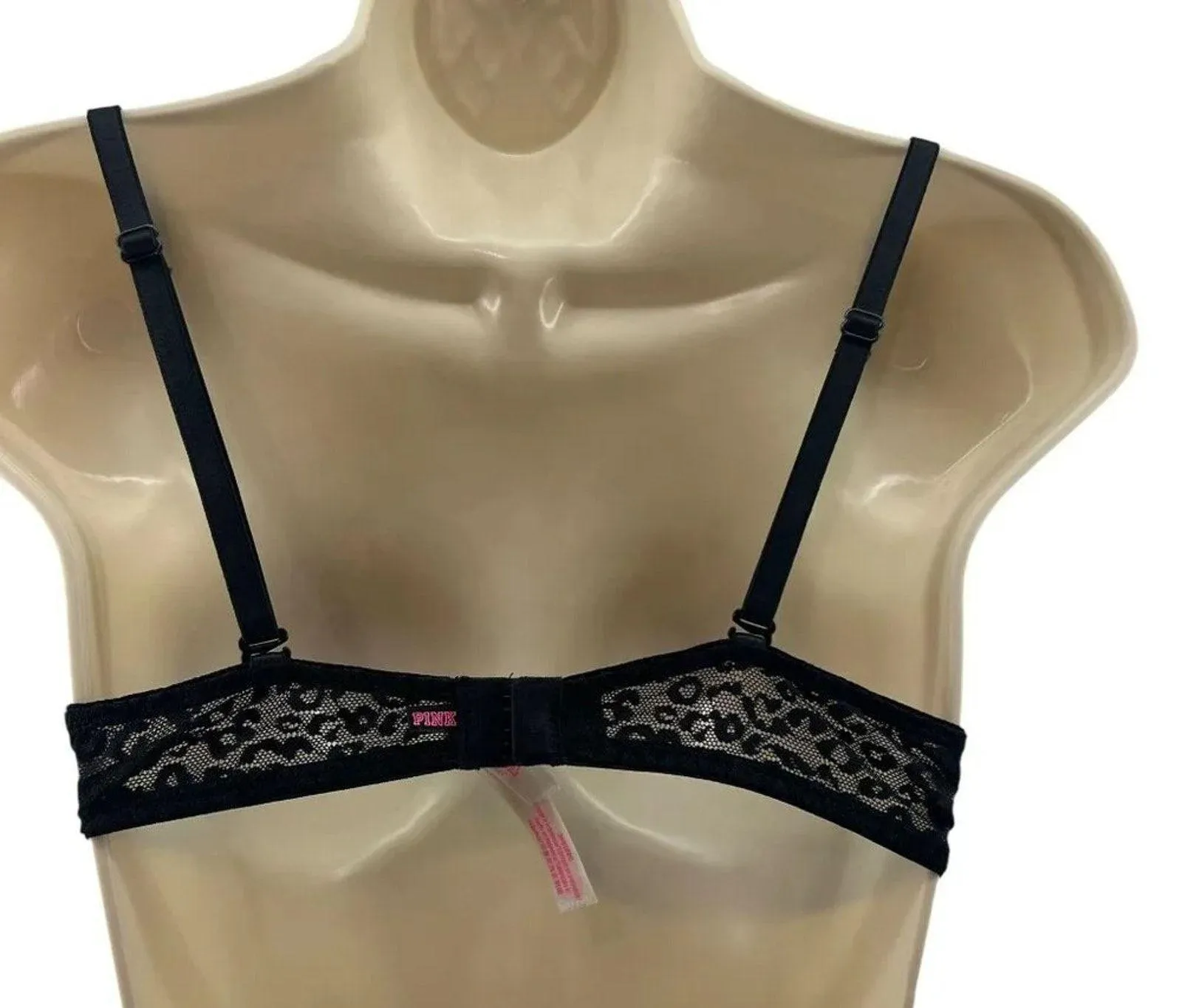 Love Pink Victoria’s Secret Black Leopard Lace Bra Wear Everywhere Push Up 34B - Image 7
