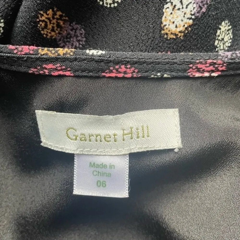 Garnet Hill Boho Dress Midi Flowy Black Multi Painterly Polka Dots Womens Size 6 - Image 7