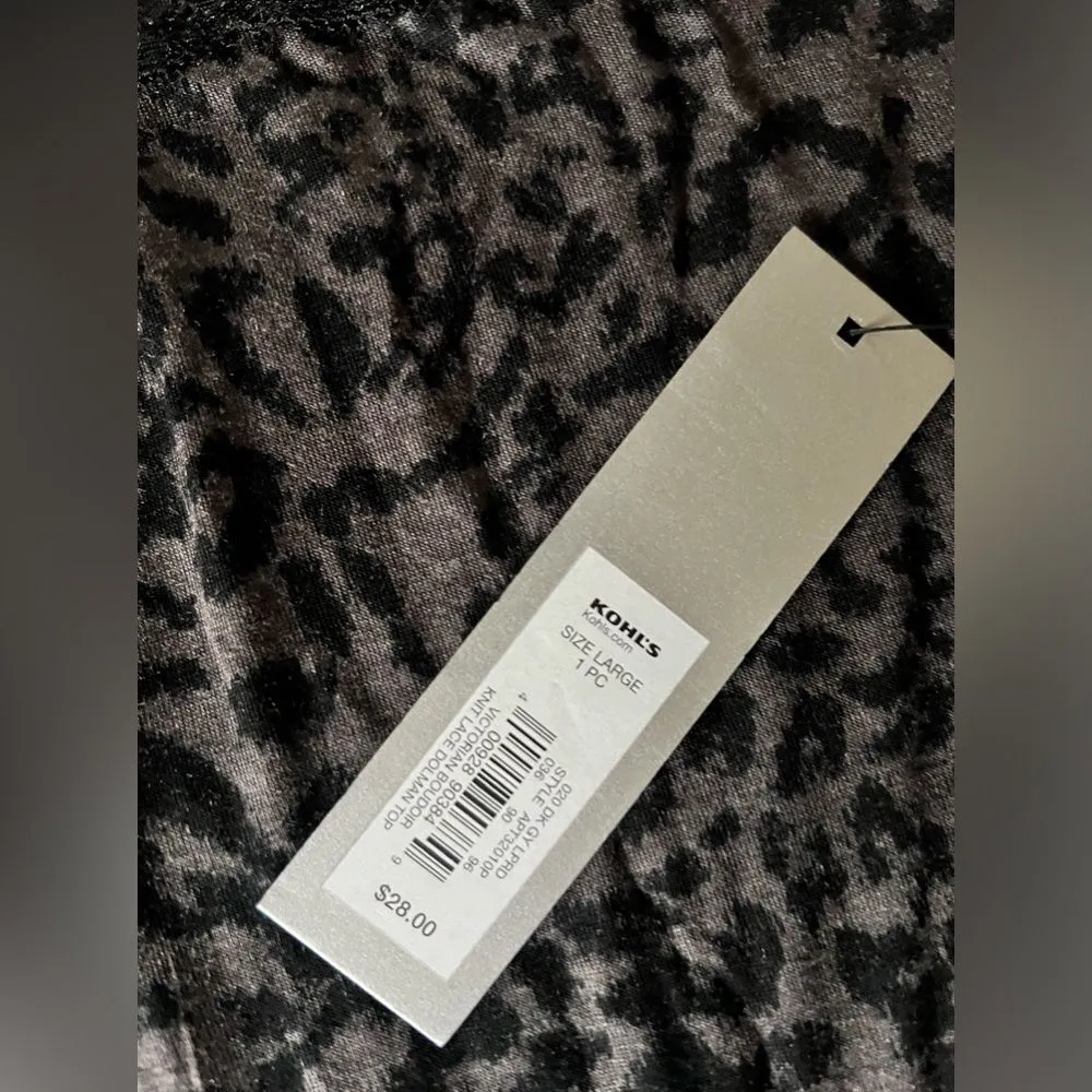 Intimates sleep top by Apt 9 NWT lace and soft tshirt combo LG animal print - Image 3