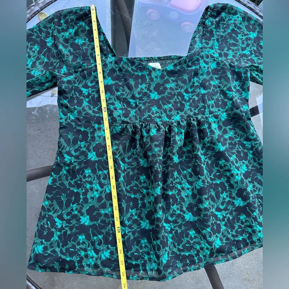 Isabel Maternity Floral Chiffon Long Sleeve Corsetry Top in Green/Black Size XXL - Image 7