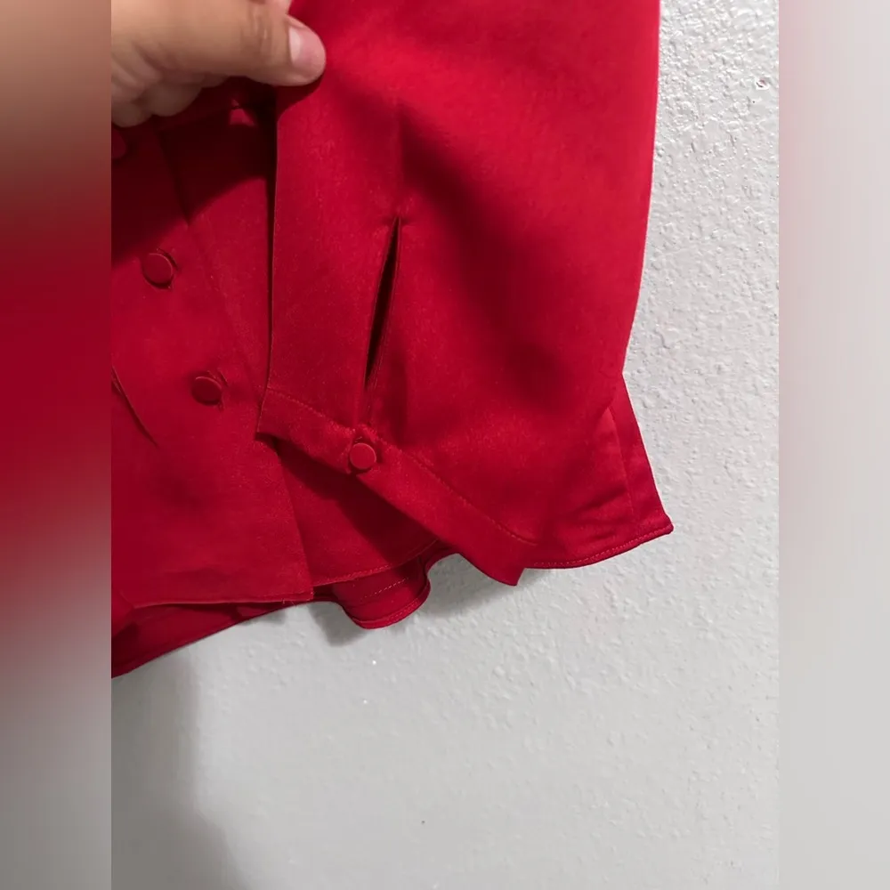 New with tags J crew sleeve peplum top in satin-crepe Elegant Red Women's Top - Image 8