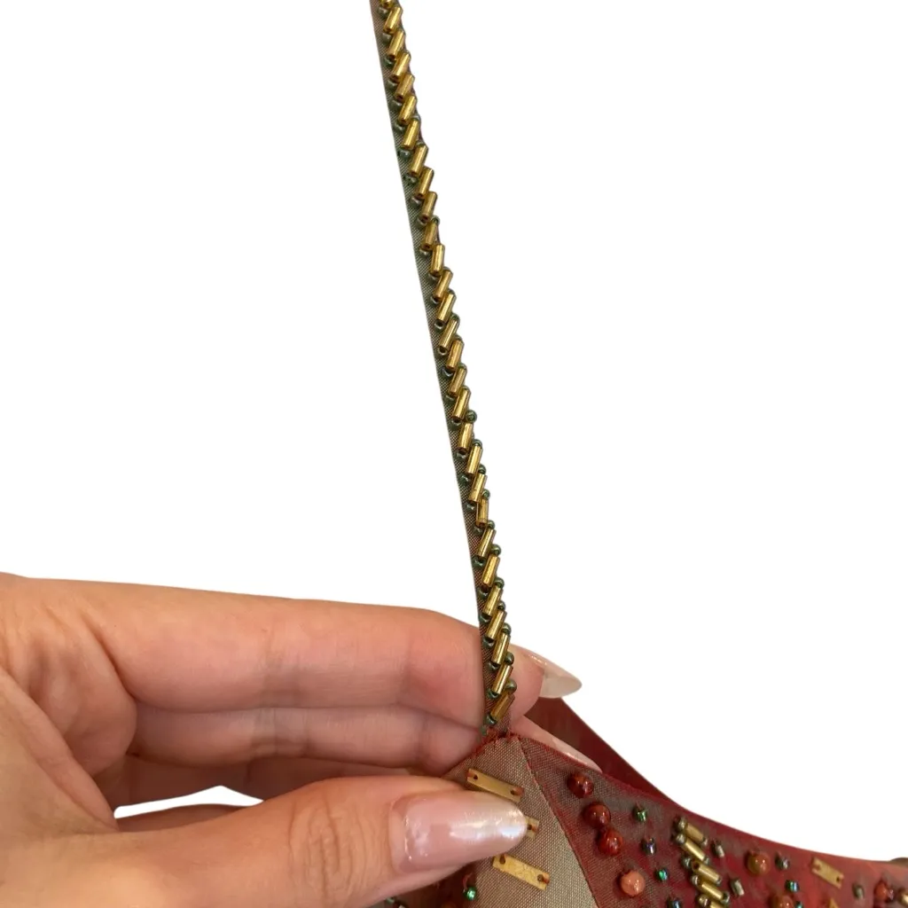 Cassandra Stone Rare Beaded Tulle Evening Gown Vintage Y2K Prom Dress Size 6 - Image 4