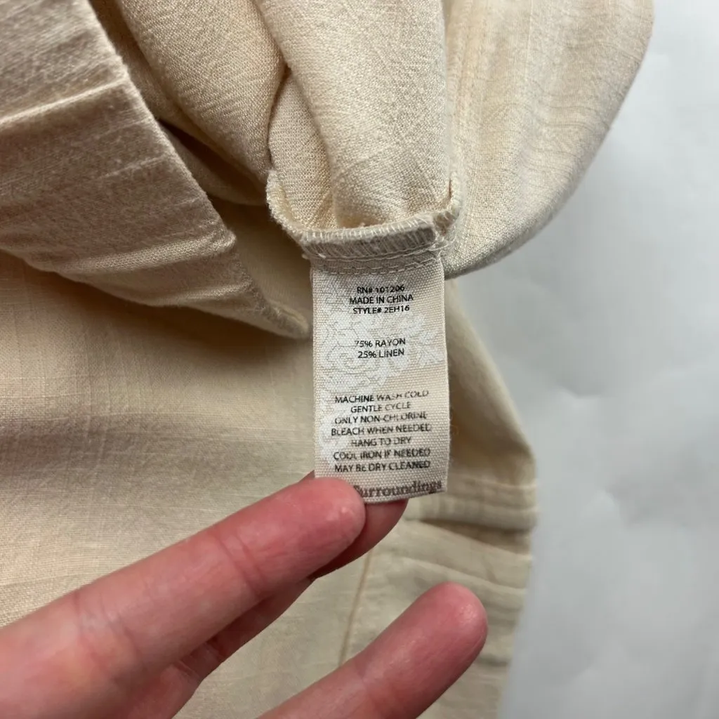 Soft Surroundings Cream Linen Blend Relaxed Leg Cargo Ankle Pant L - Image 5