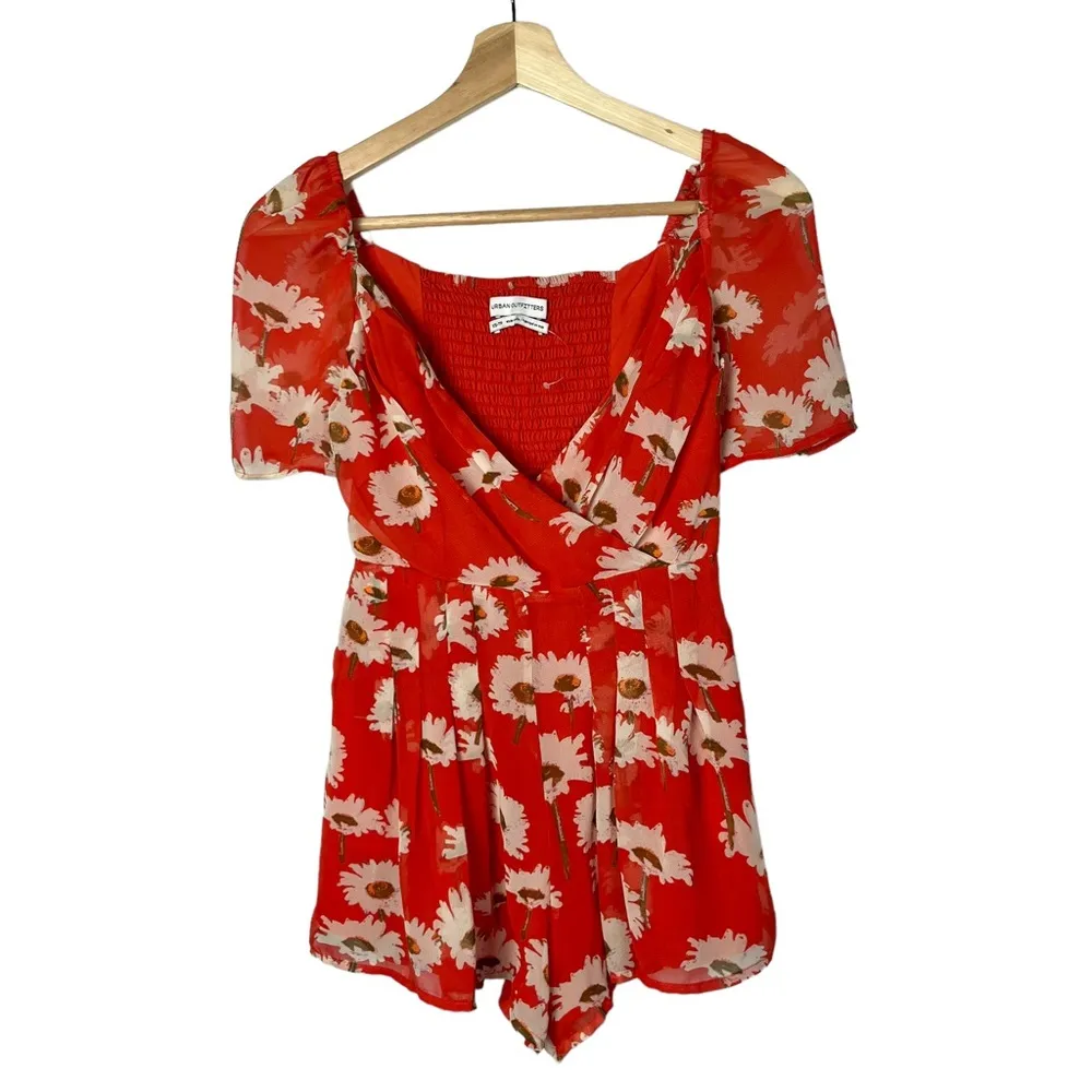 Urban Outfitters UO Lula Red Floral Short Sleeve Romper XS - Image 38