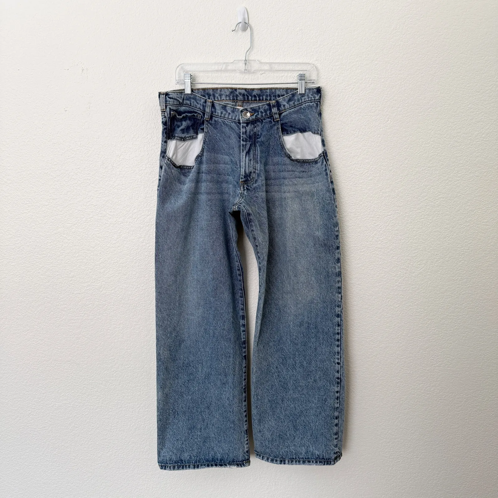 [Maison Martin Margiela] Exposed Contrast Dropped Pocket Straight Leg Jeans 40 Blue Size undefined - Image 2