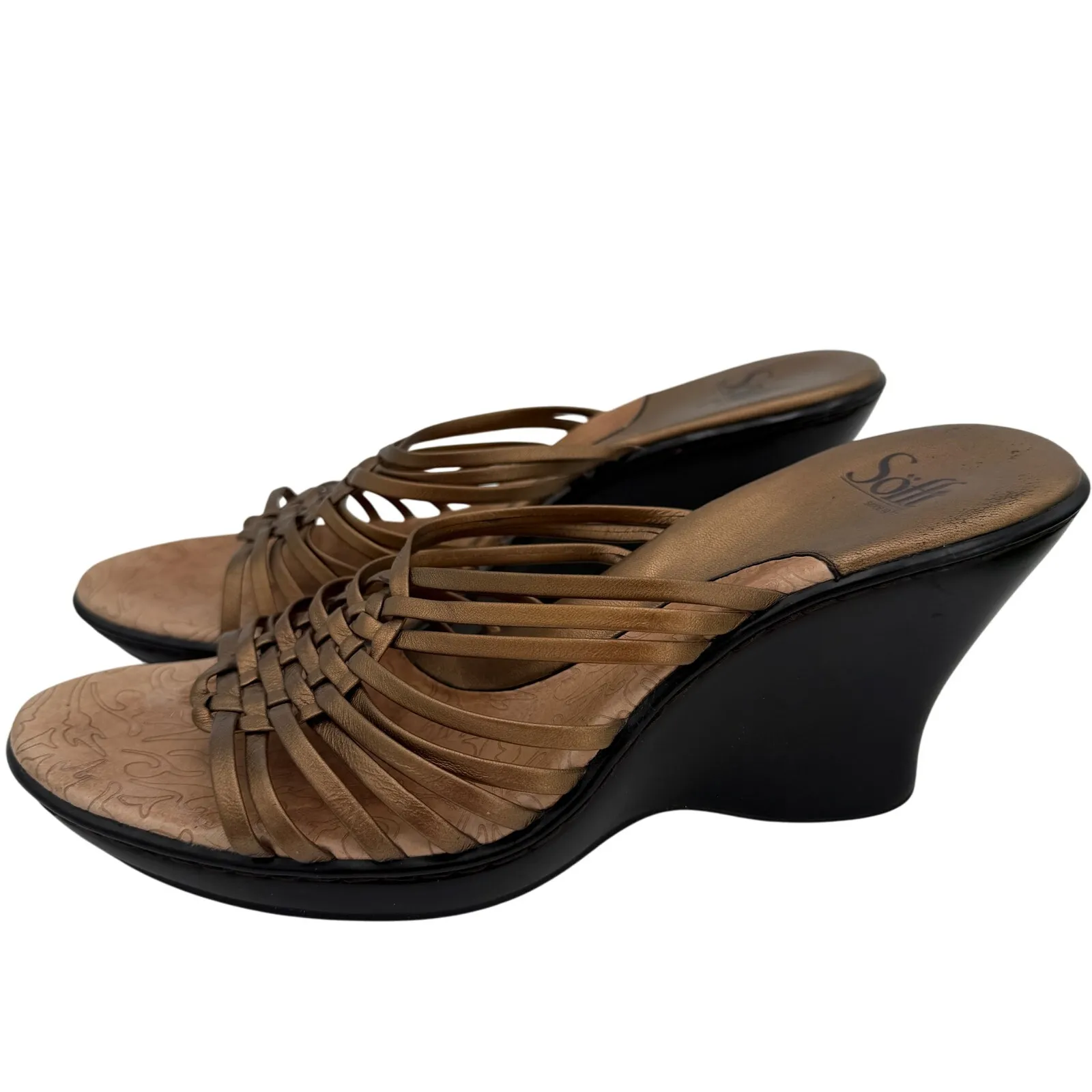 Sofft Women's Bronze Gold Wedge Heels Size 8.5 - Image 3