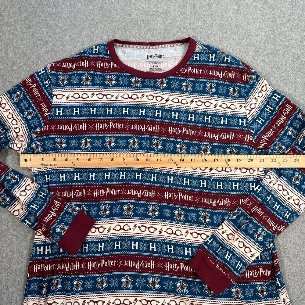 Harry Potter Long Sleeve Shirt Size Large Crew Neck Graphic Striped Lounge Casua - Image 5