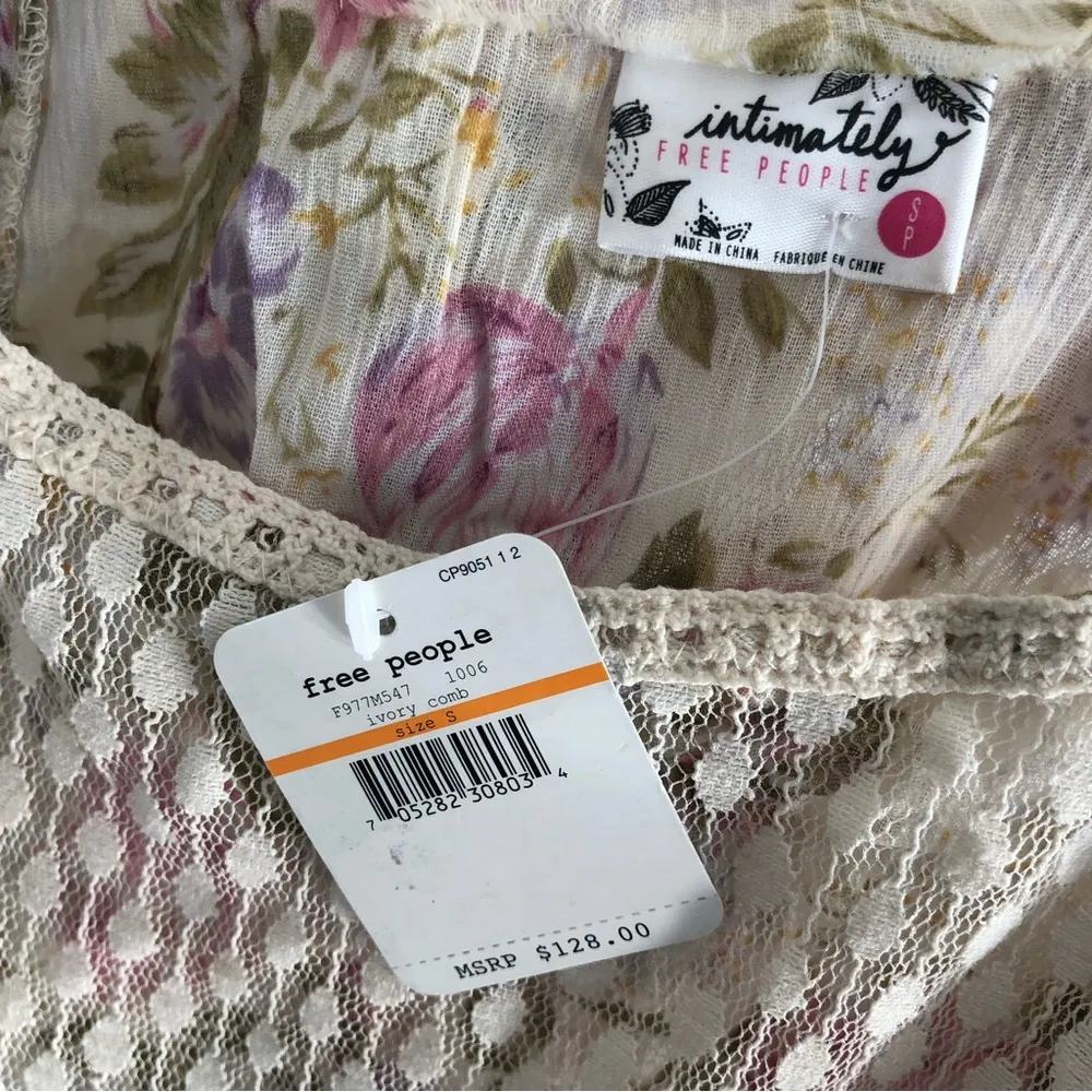 Free People Eyelet Lace Boho Chic Floral Tunic Tank Top Small - Image 4