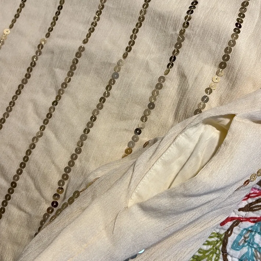 By Together small tunic mini dress striped gold sequins lined with pockets - Image 5