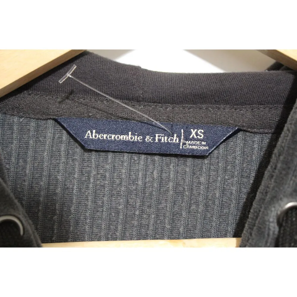 Womens Abercrombie & Fitch Grey Gray Cotton Ribbed Knit Cropped Hoodie Size XS - Image 3