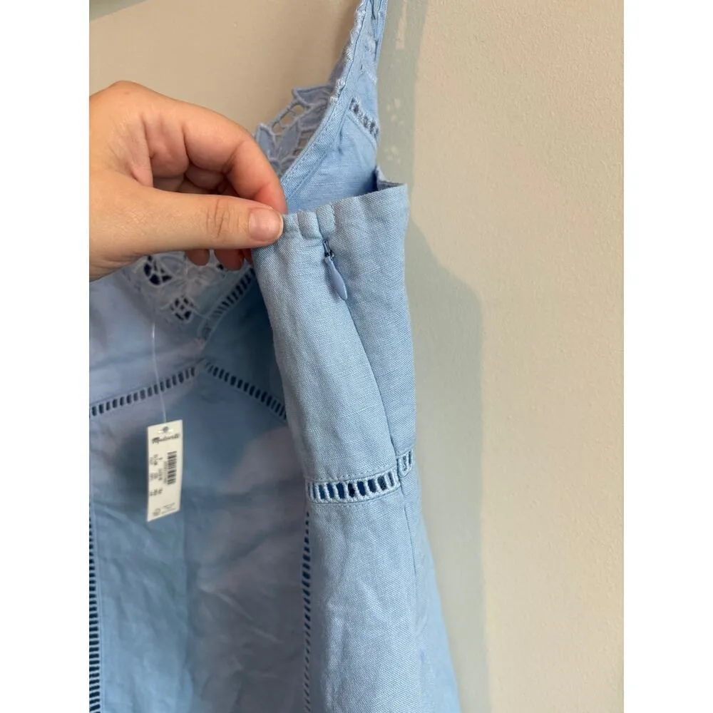 NWT Madewell Sweetheart Midi Dress in Linen-Cotton Blend In Light Blue Size 6 - Image 7