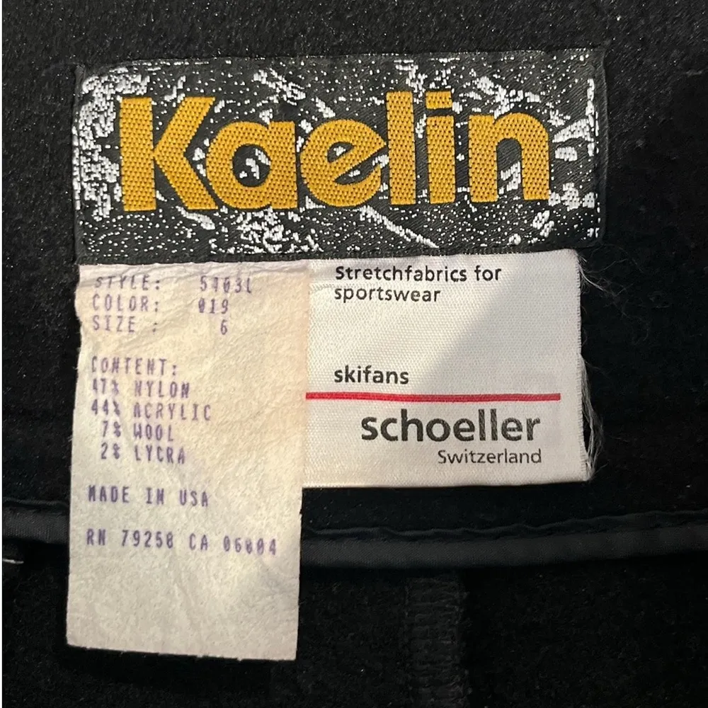 Vintage Kaelin Schoeller Stirrup Stretch Snow Ski Pants Black Wool Blend Size 6 - Image 7