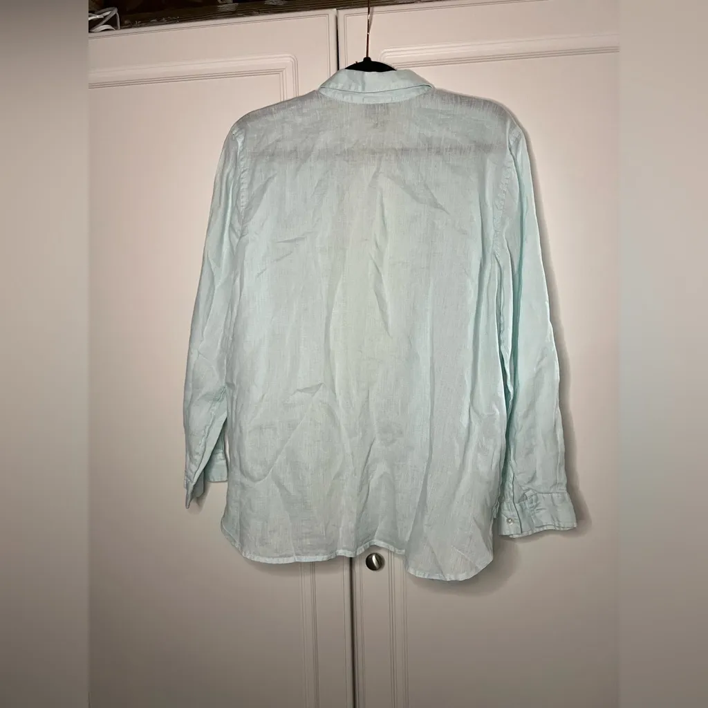 J. Jill 100% linen Button Down Blue Size M - Image 9