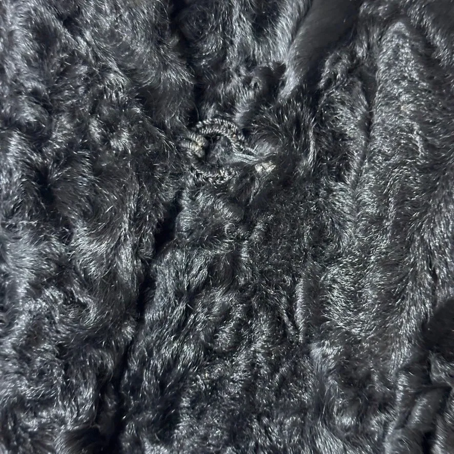 Vintage Custom Persian Lamb Broadtail Coat 1950s? Large? Bell Sleeves Mid Length Black - Image 4